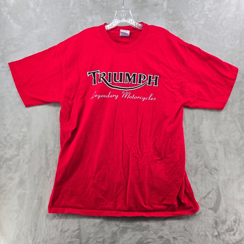 Vintage Triumph Legendary Motorcycles T-Shirt Mens XL Red Short Sleeve